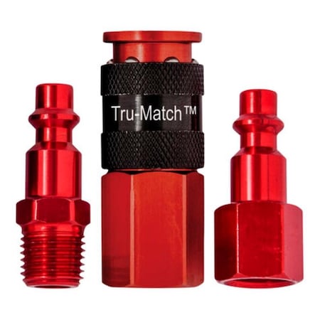 Tru-Flate Tru-Flate Tru-Match 1/4 in. Coupler and Plug Kit Carded 3 pc TRFL13207R